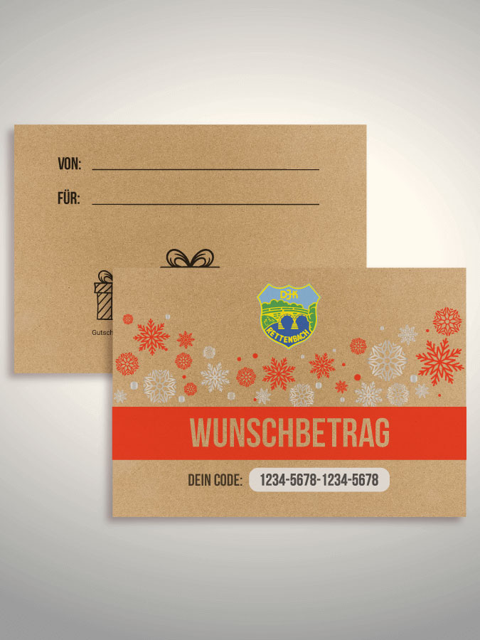 Weihnachtsgutschein per Versand (Kraftpapier)