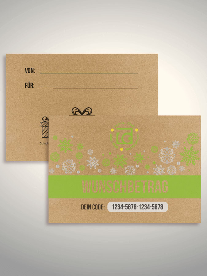 Weihnachtsgutschein per Versand (Kraftpapier)