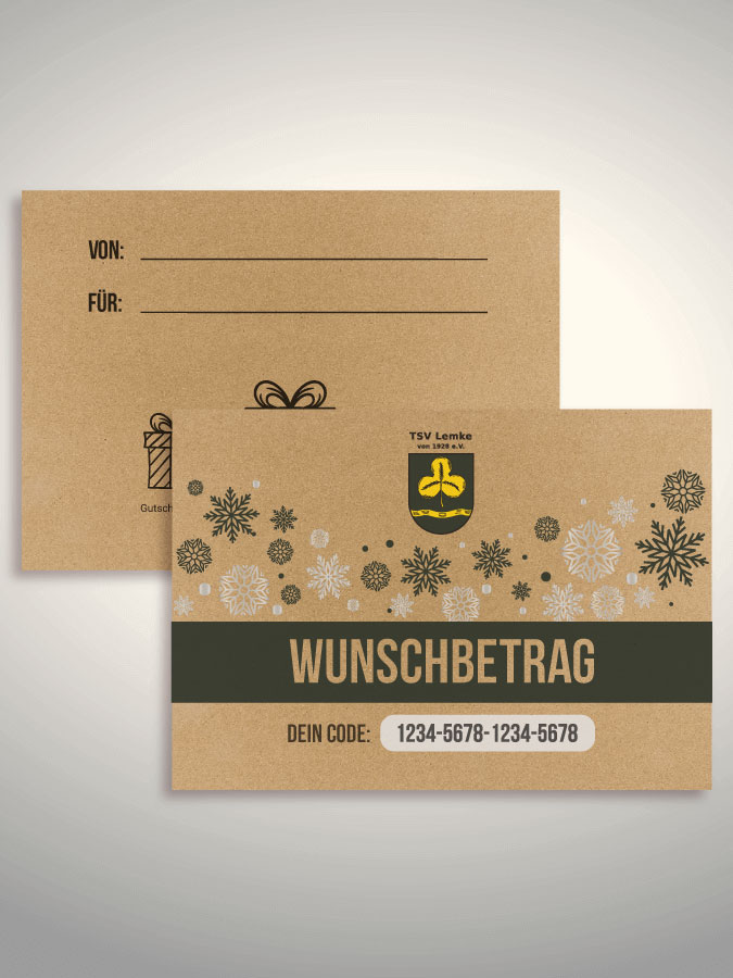 Weihnachtsgutschein per Versand (Kraftpapier)