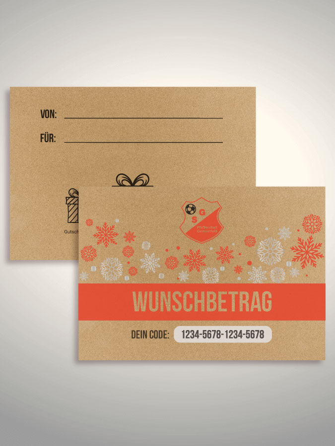 Weihnachtsgutschein per Versand (Kraftpapier)