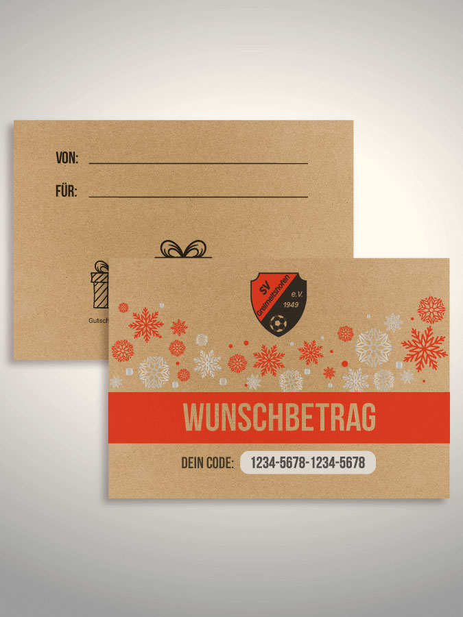 Weihnachtsgutschein per Versand (Kraftpapier)