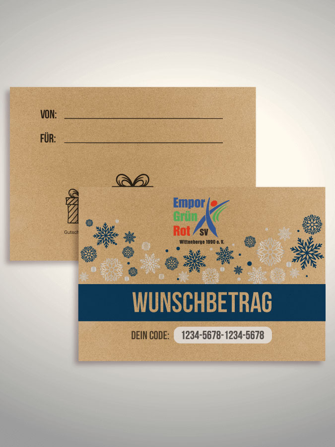 Weihnachtsgutschein per Versand (Kraftpapier)