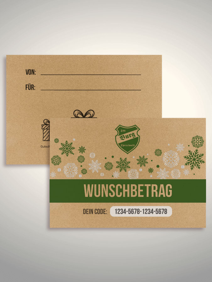 Weihnachtsgutschein per Versand (Kraftpapier)