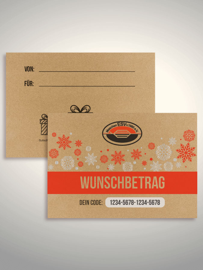 Weihnachtsgutschein per Versand (Kraftpapier)