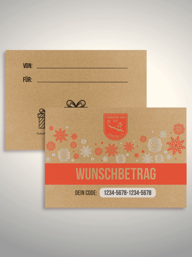 Weihnachtsgutschein per Versand (Kraftpapier)