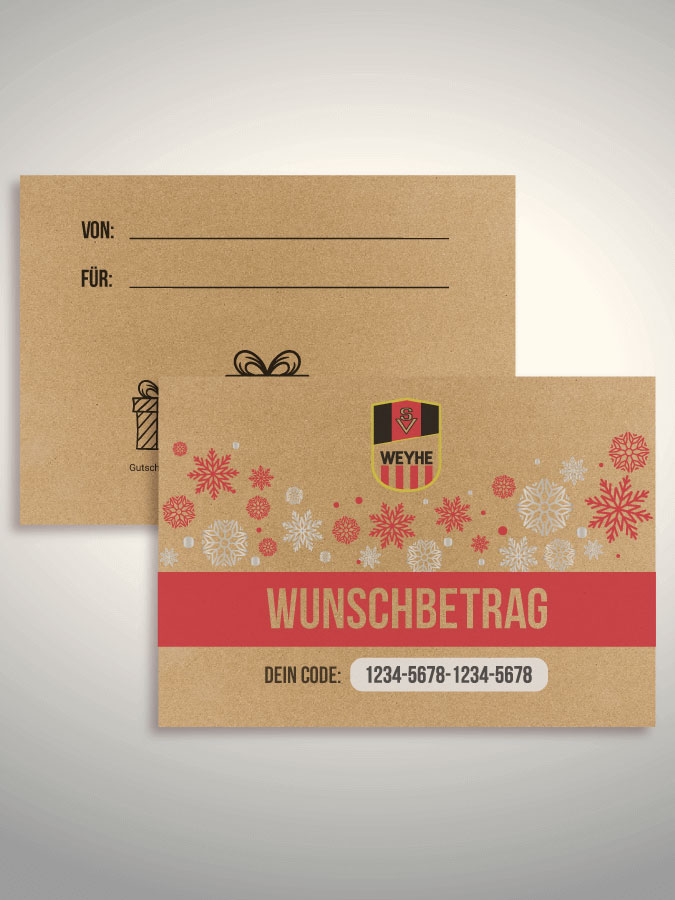 Weihnachtsgutschein per Versand (Kraftpapier)