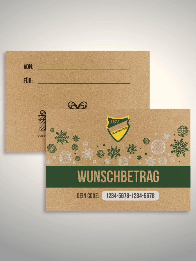 Weihnachtsgutschein per Versand (Kraftpapier)