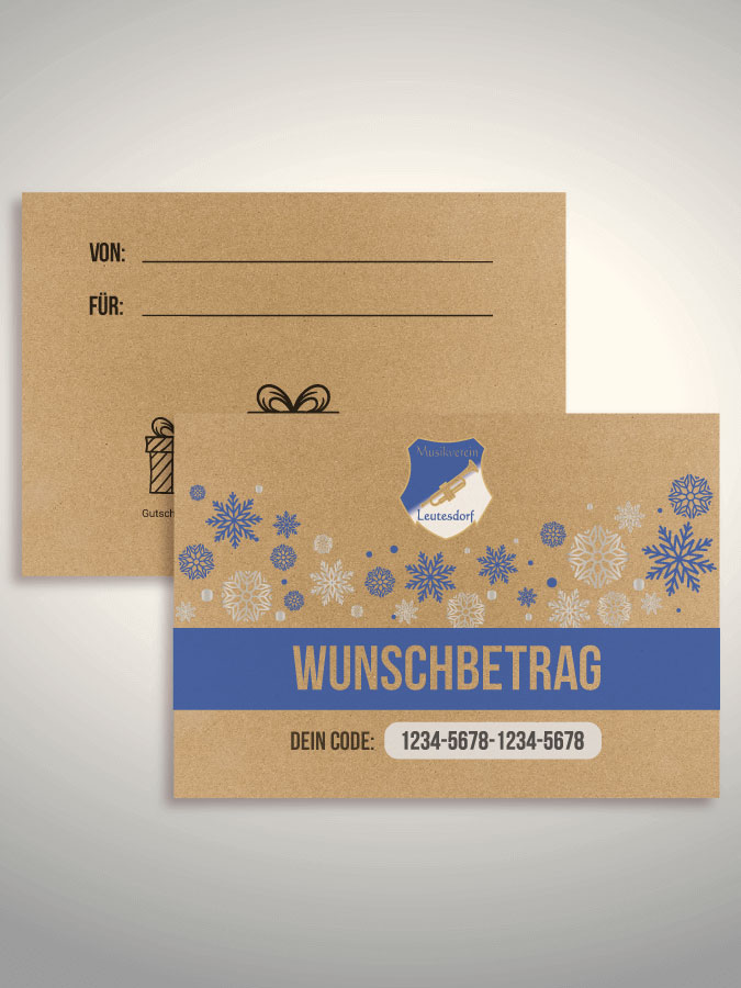 Weihnachtsgutschein per Versand (Kraftpapier)