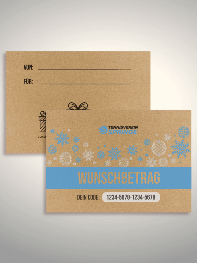 Weihnachtsgutschein per Versand (Kraftpapier)