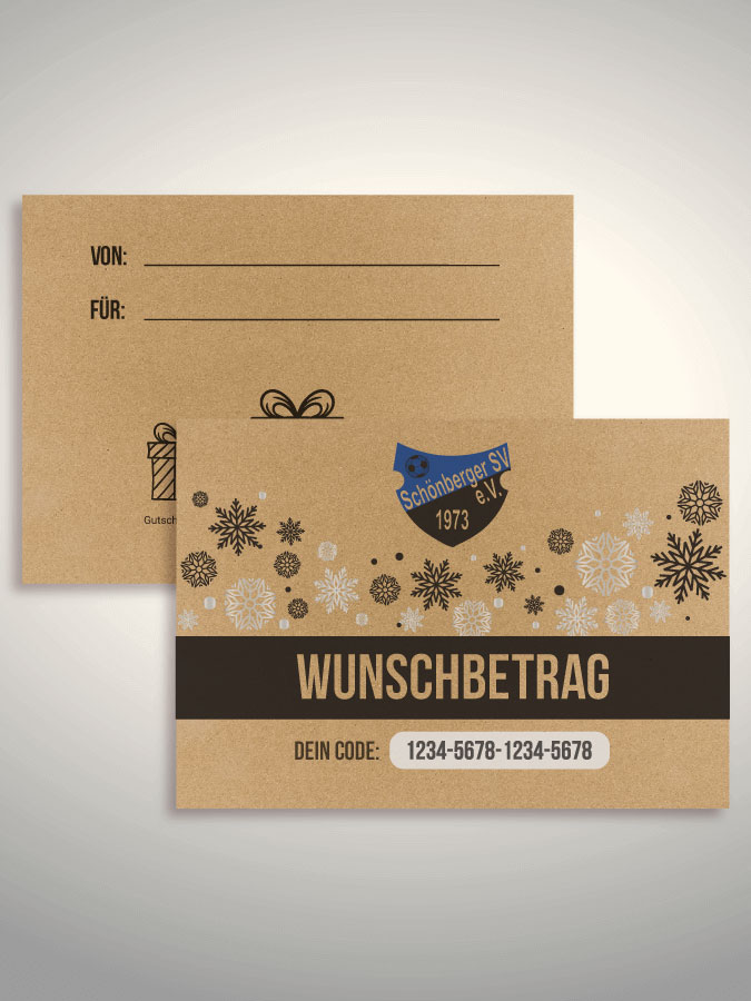 Weihnachtsgutschein per Versand (Kraftpapier)