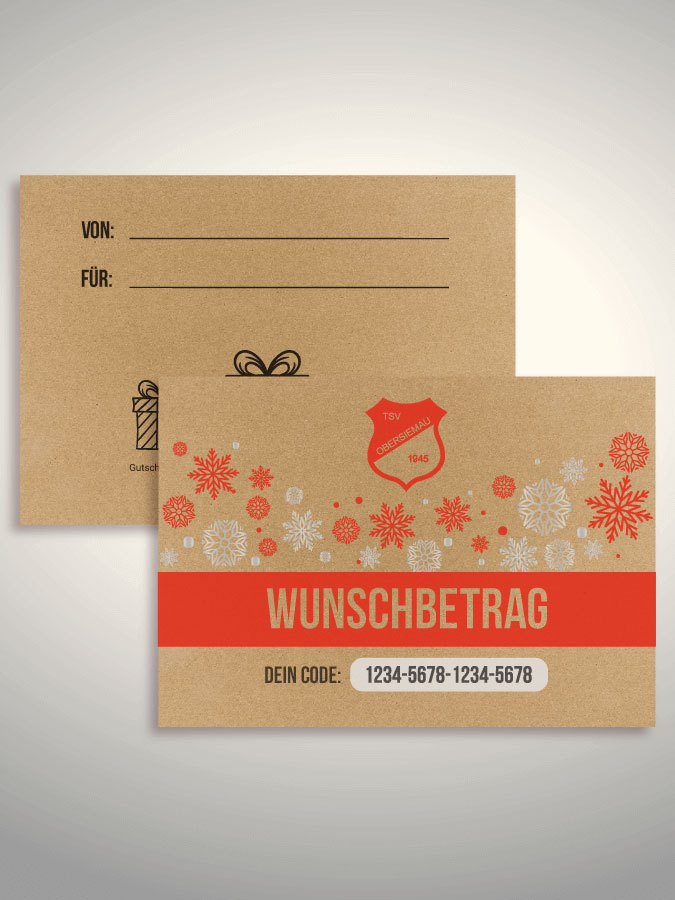 Weihnachtsgutschein per Versand (Kraftpapier)