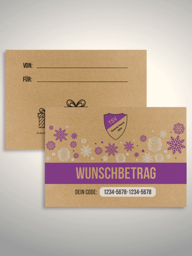 Weihnachtsgutschein per Versand (Kraftpapier)