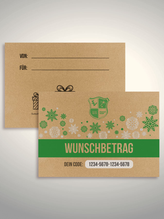 Weihnachtsgutschein per Versand (Kraftpapier)