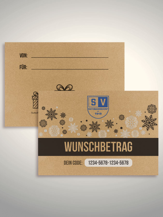Weihnachtsgutschein per Versand (Kraftpapier)