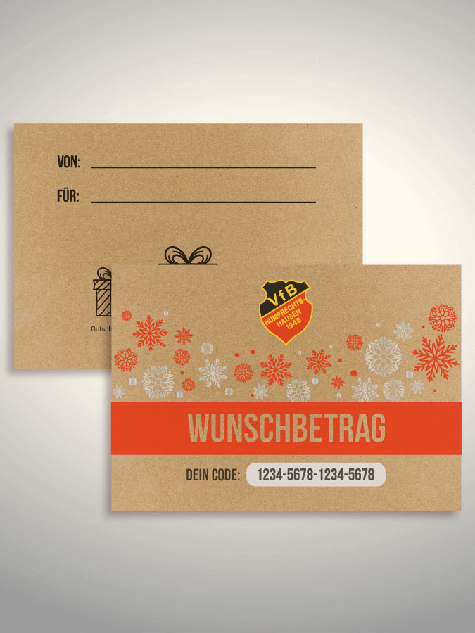 Weihnachtsgutschein per Versand (Kraftpapier)