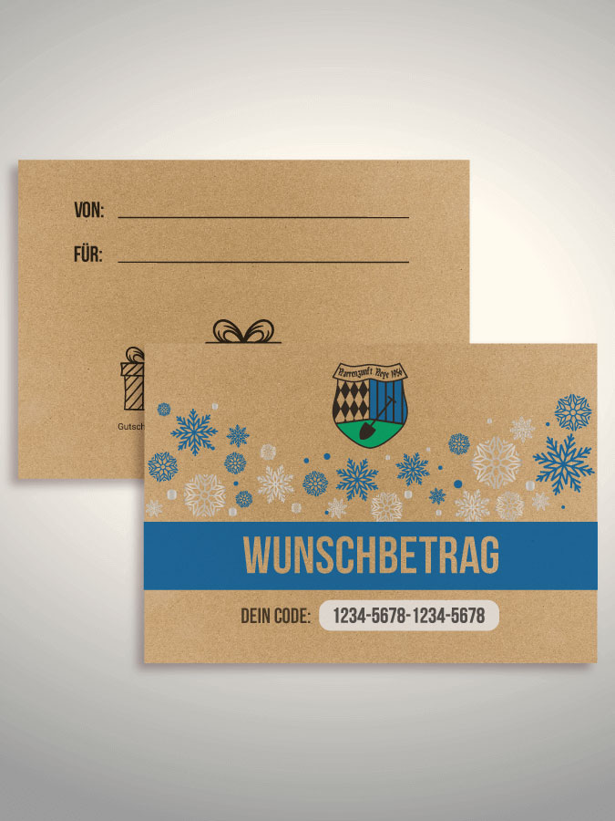 Weihnachtsgutschein per Versand (Kraftpapier)