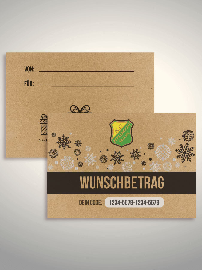 Weihnachtsgutschein per Versand (Kraftpapier)