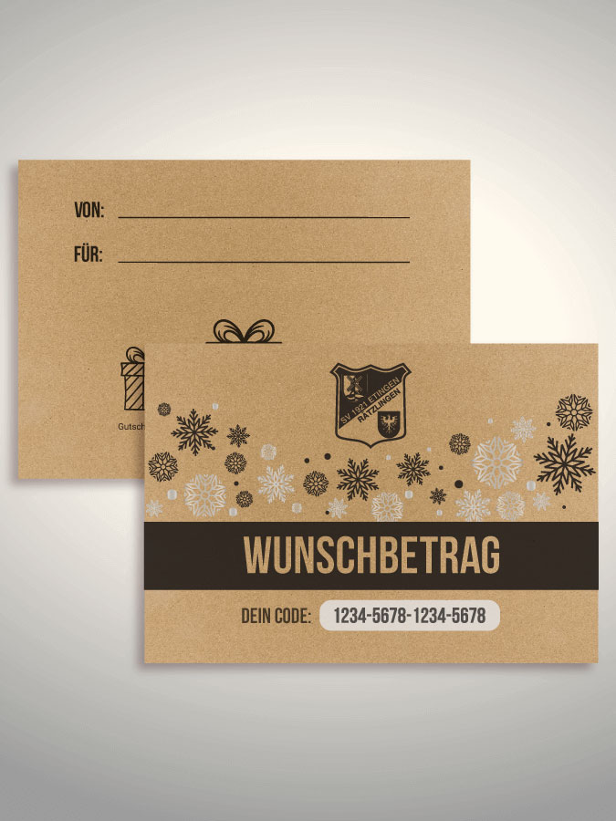 Weihnachtsgutschein per Versand (Kraftpapier)