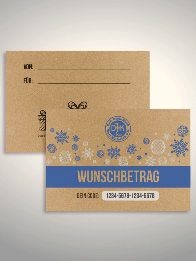 Weihnachtsgutschein per Versand (Kraftpapier)