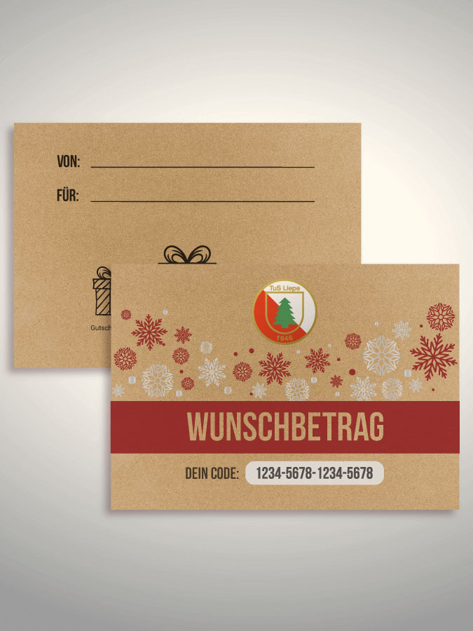 Weihnachtsgutschein per Versand (Kraftpapier)