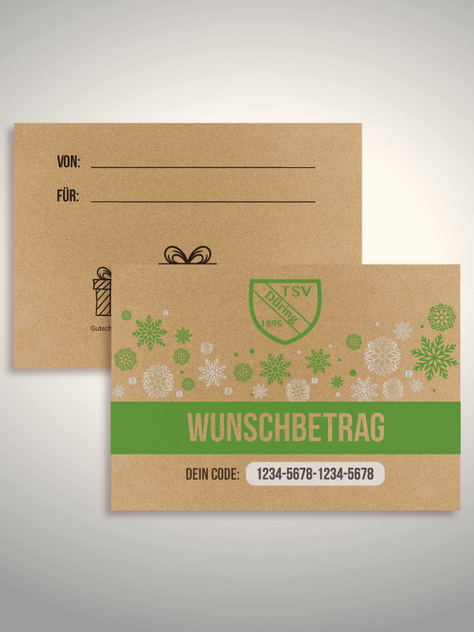 Weihnachtsgutschein per Versand (Kraftpapier)