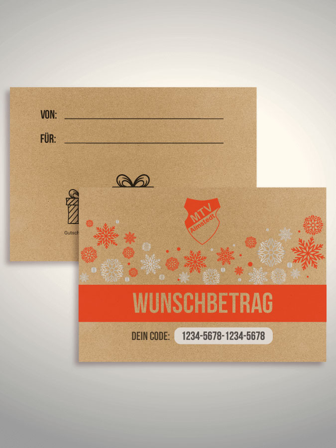 Weihnachtsgutschein per Versand (Kraftpapier)