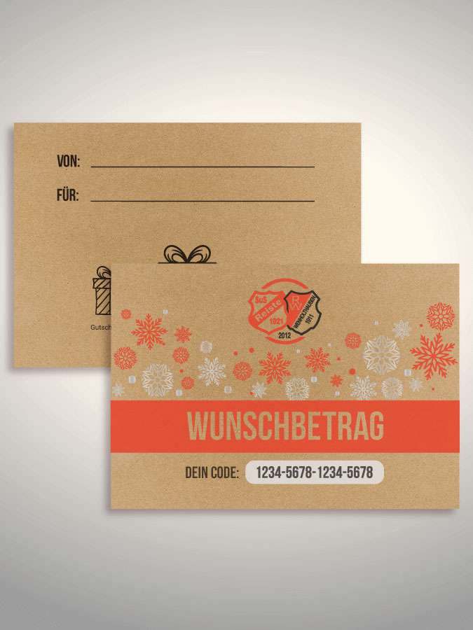 Weihnachtsgutschein per Versand (Kraftpapier)