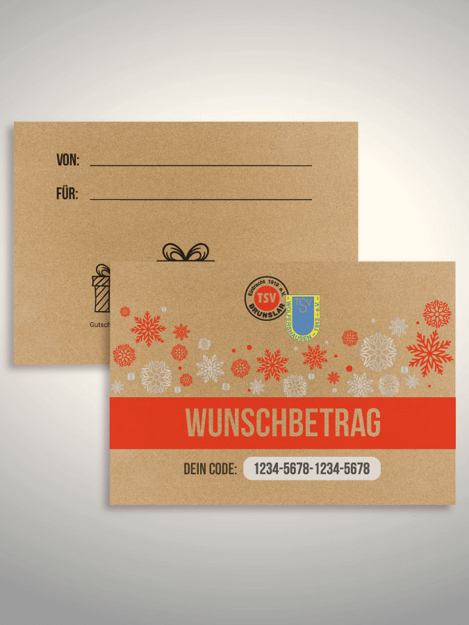 Weihnachtsgutschein per Versand (Kraftpapier)