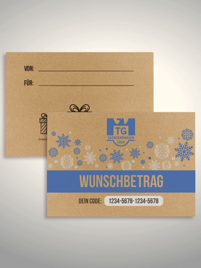Weihnachtsgutschein per Versand (Kraftpapier)