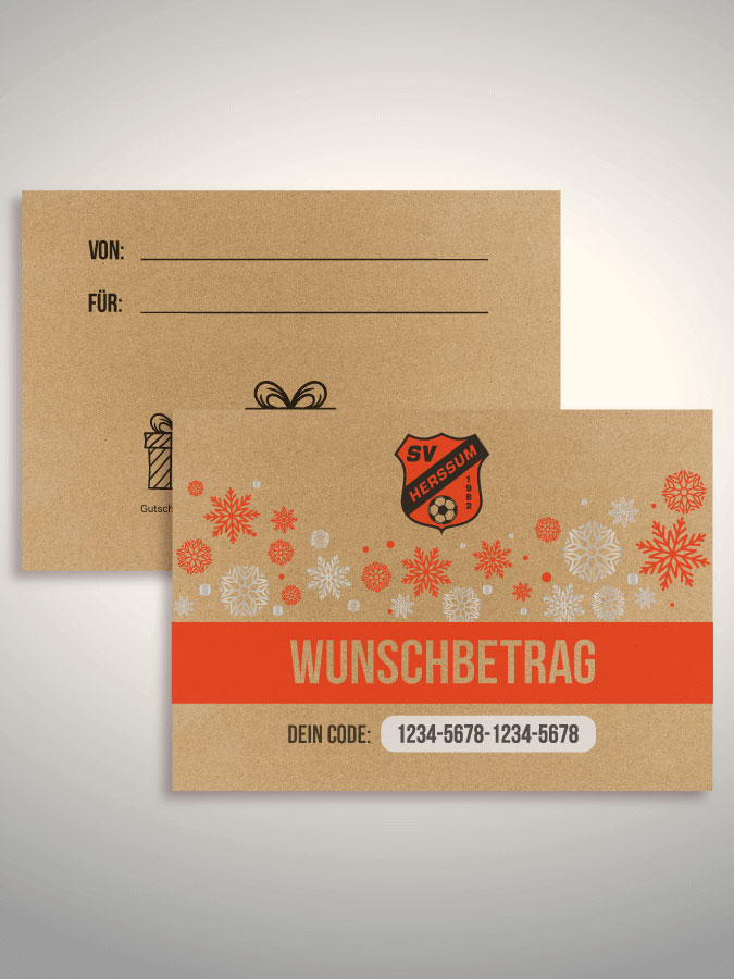 Weihnachtsgutschein per Versand (Kraftpapier)