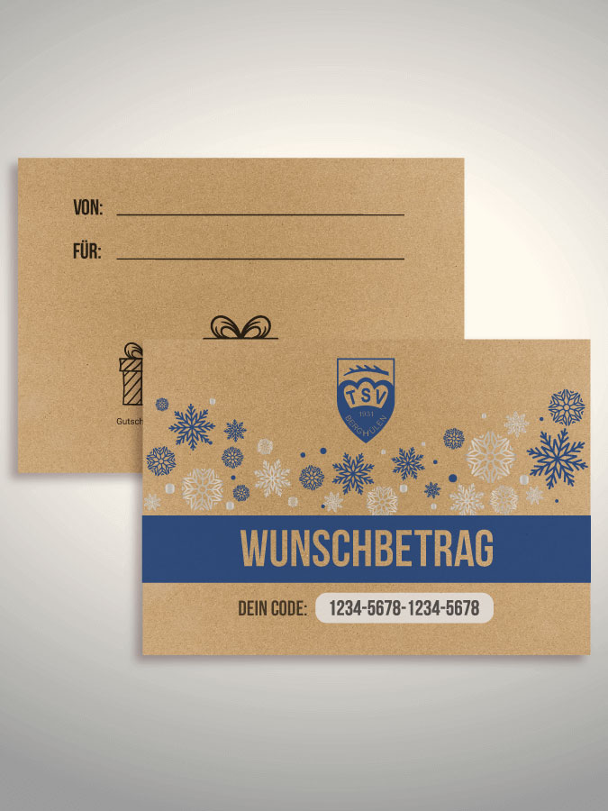 Weihnachtsgutschein per Versand (Kraftpapier)