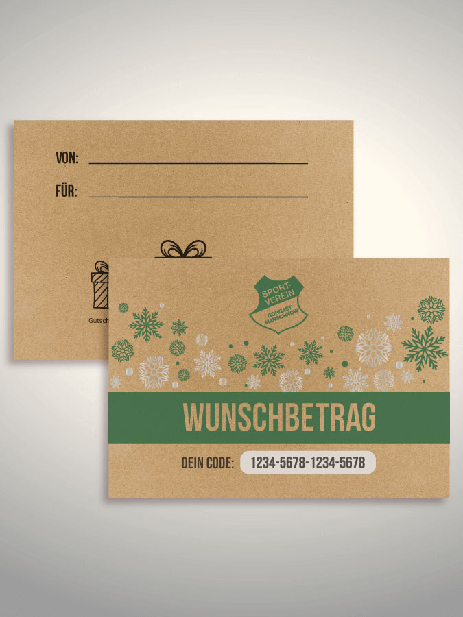 Weihnachtsgutschein per Versand (Kraftpapier)