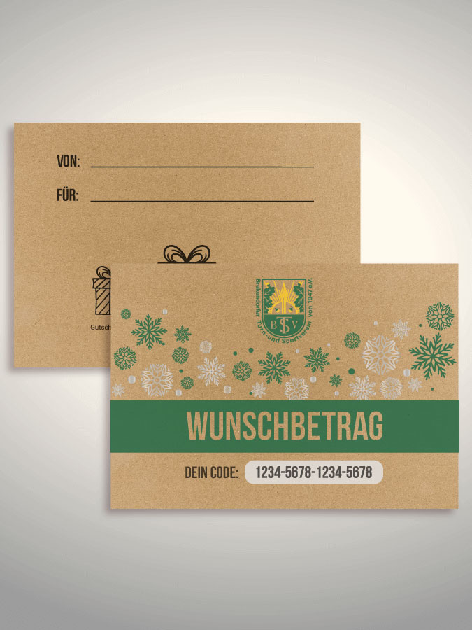 Weihnachtsgutschein per Versand (Kraftpapier)