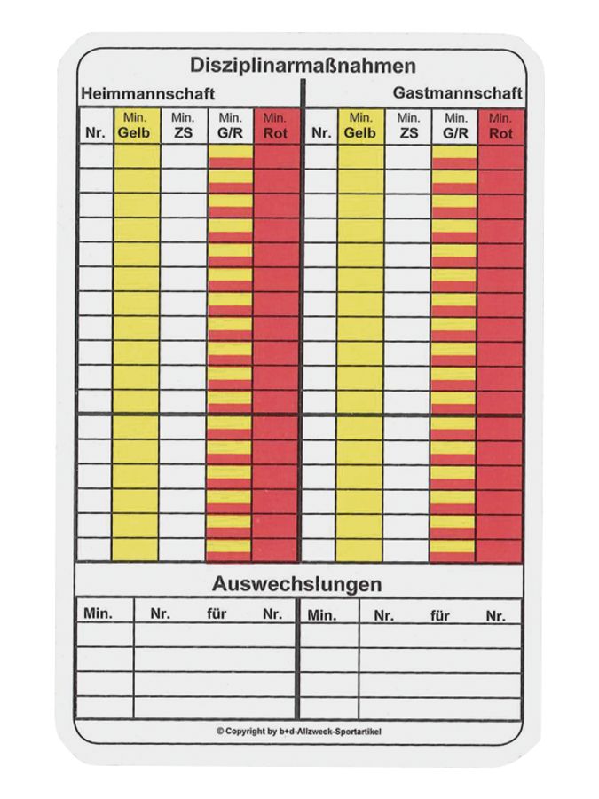 Erima Spielnotizkarten Fußball