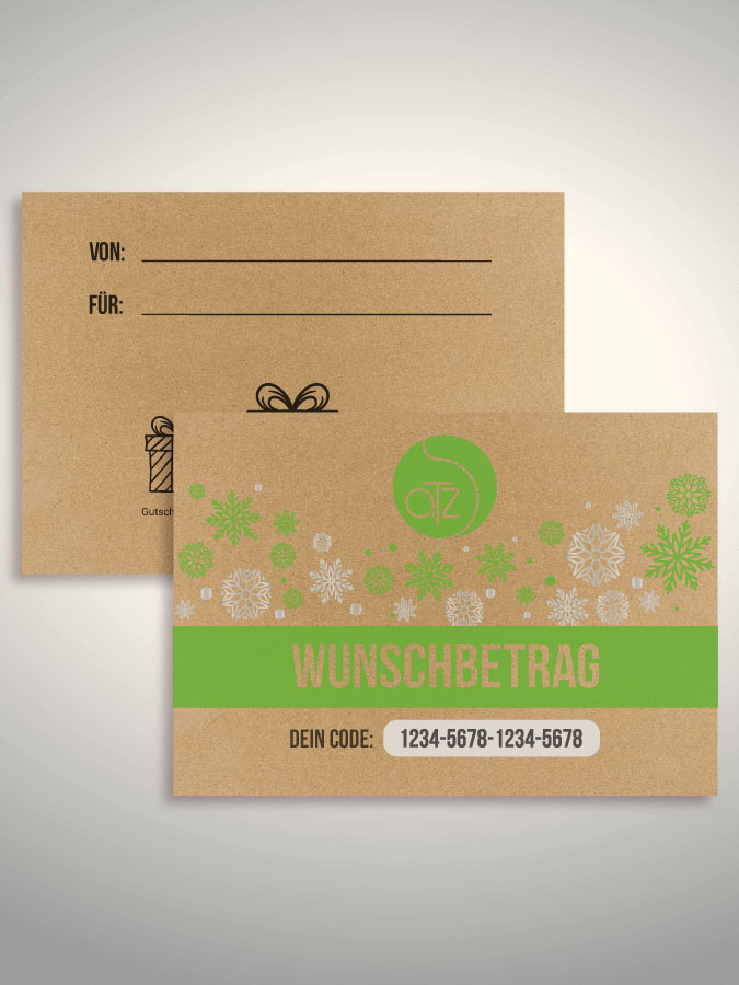 Weihnachtsgutschein per Versand (Kraftpapier)