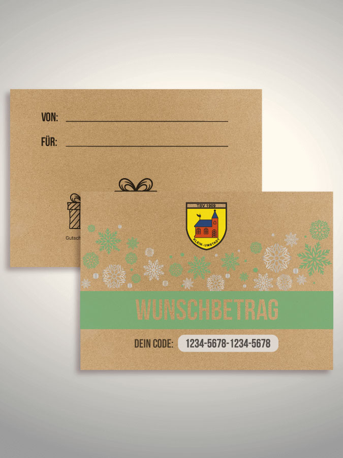 Weihnachtsgutschein per Versand (Kraftpapier)