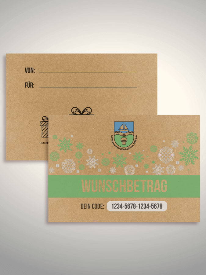 Weihnachtsgutschein per Versand (Kraftpapier)