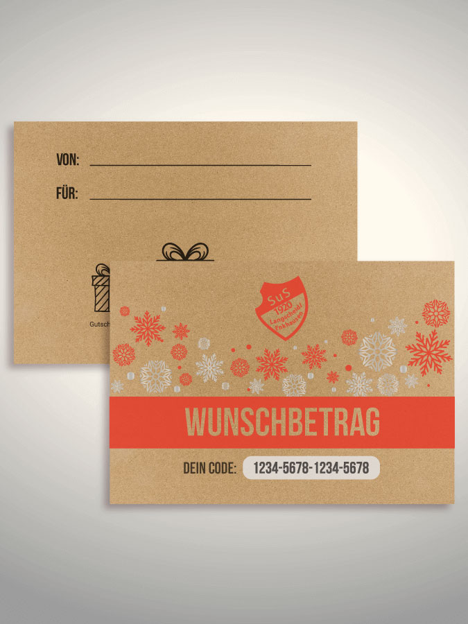 Weihnachtsgutschein per Versand (Kraftpapier)