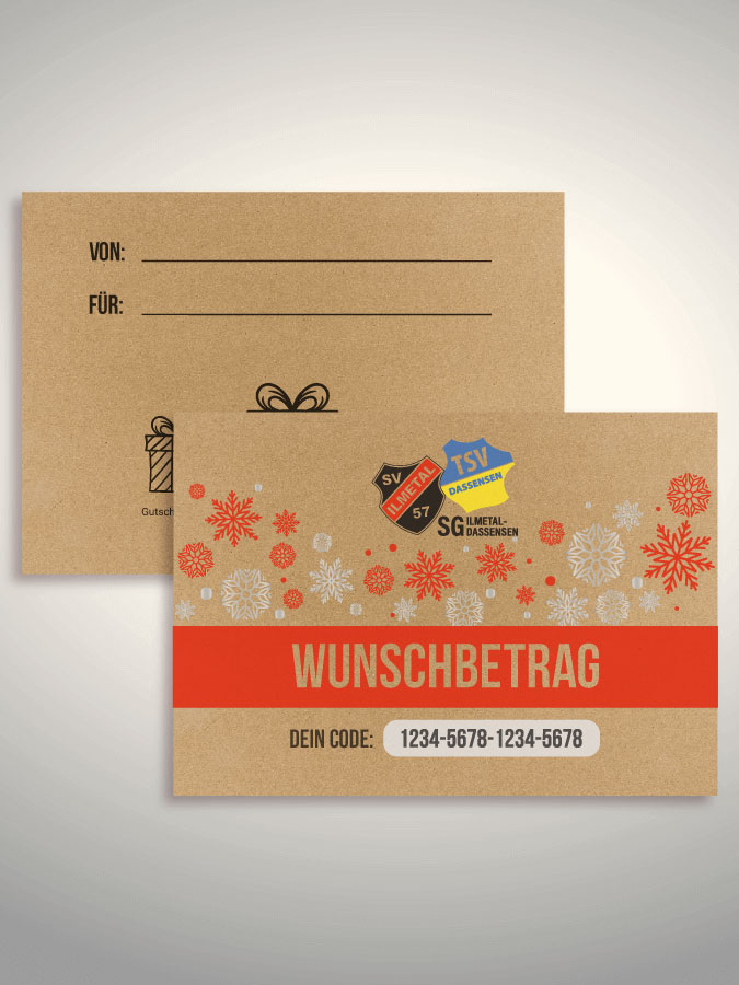 Weihnachtsgutschein per Versand (Kraftpapier)