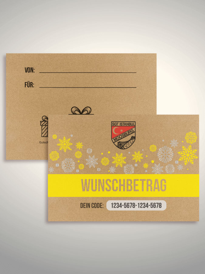 Weihnachtsgutschein per Versand (Kraftpapier)