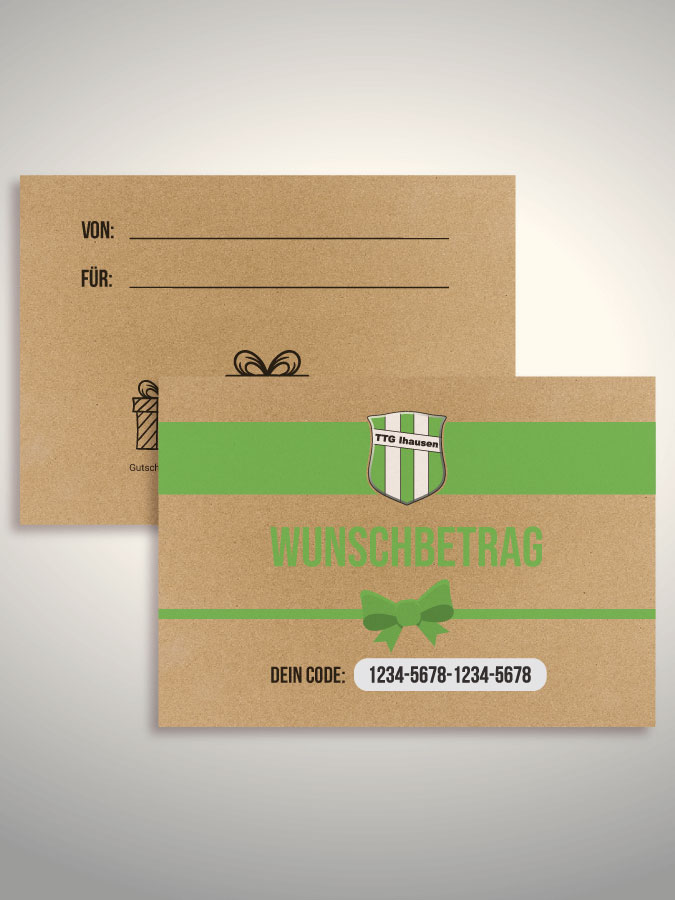 Geschenkgutschein per Versand (Kraftpapier)