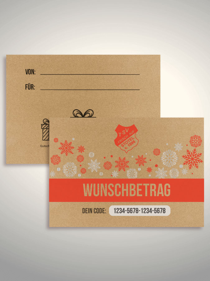 Weihnachtsgutschein per Versand (Kraftpapier)