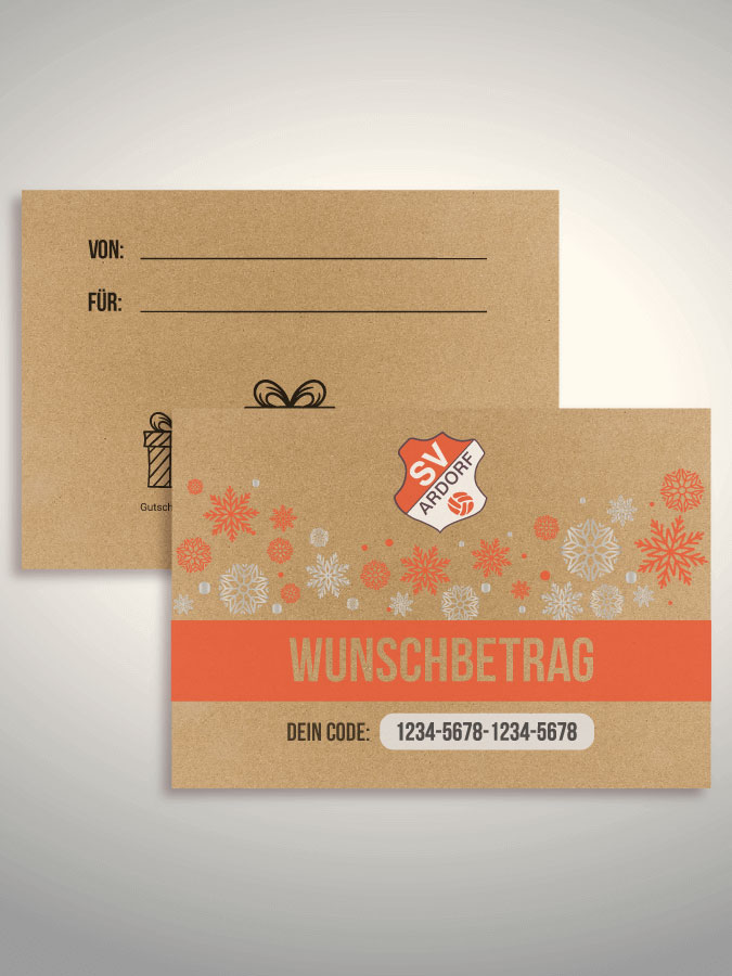 Weihnachtsgutschein per Versand (Kraftpapier)