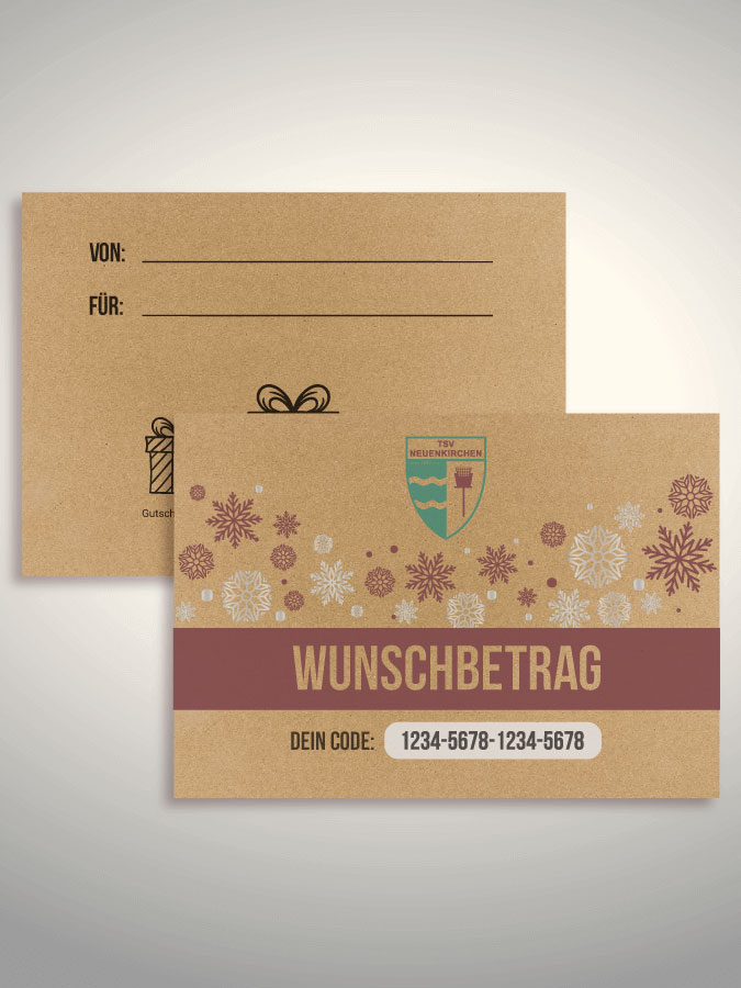 Weihnachtsgutschein per Versand (Kraftpapier)